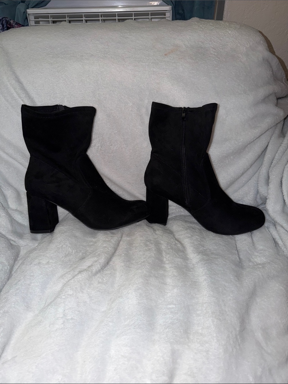 torrid Black Suede-Look Block Heel Ankle Boots